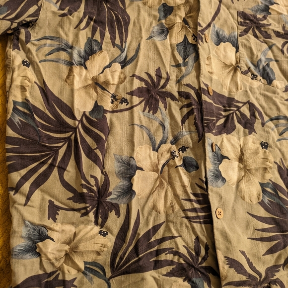 Jamaica Jaxx palm tree hibiscus Print Silk Shirt - L - Picture 5 of 8